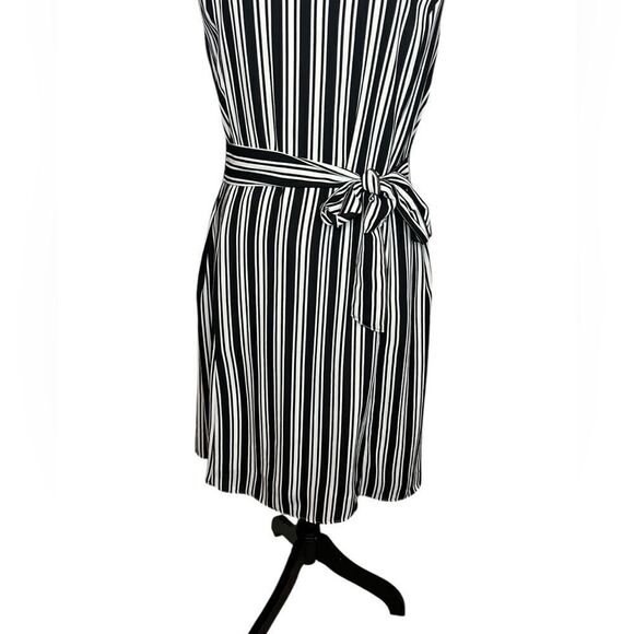 BANANA REPUBLIC STRIPED BLACK & WHITE SLEEVELESS ALINE DRESS WOMENS SIZE 10 - Picture 5 of 11